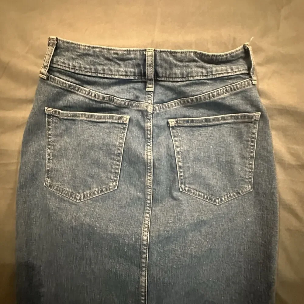 Gap Denim Midi Pencil Skirt Women's 4/27 Knee Length 5 Pocket Preppy Y2K